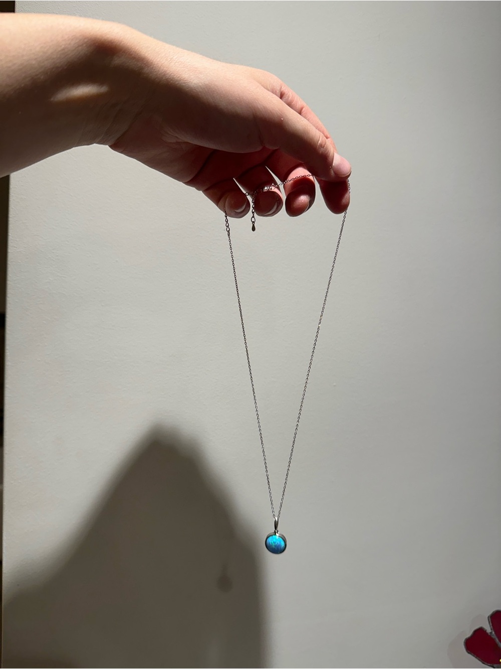 Real Blue Opal Silver Pendant Necklace